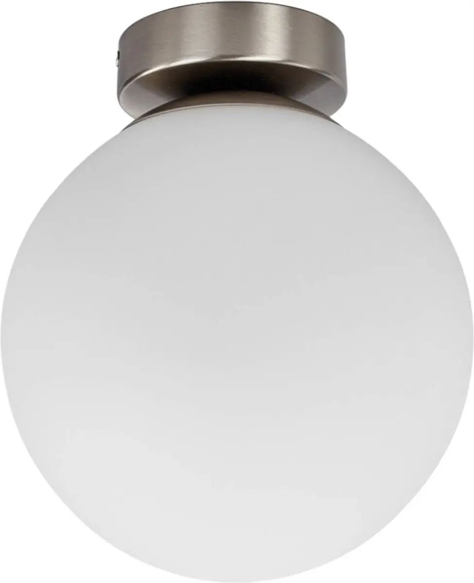 Lindby Lennie+ Plafondlamp Badkamer - 1 Lichtpunt - Ø20cm - Wit/Mat Nikkel