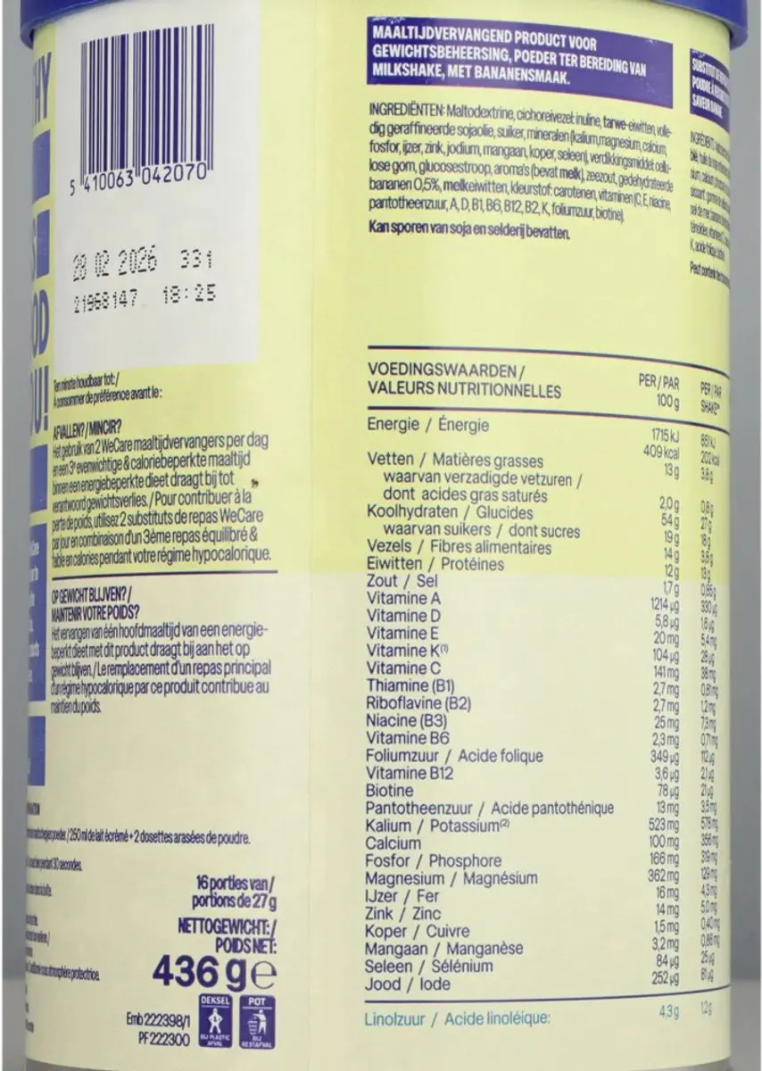 weCare Meal Replacement Shake Golden Banana - 24 Stuks