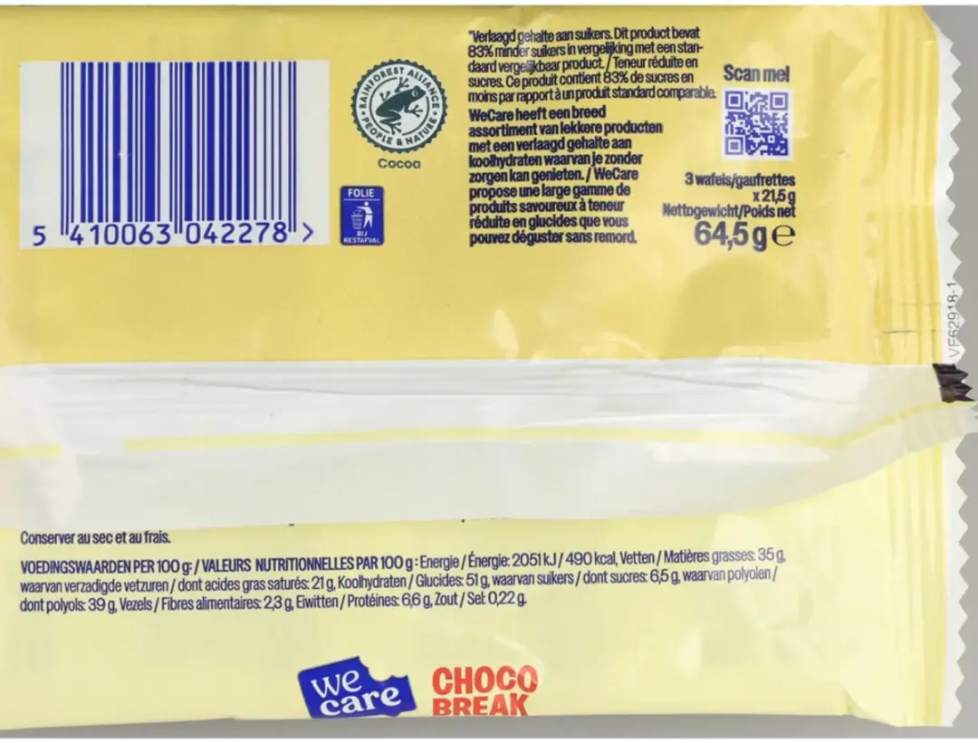 weCare Lower Sugar Chocolate