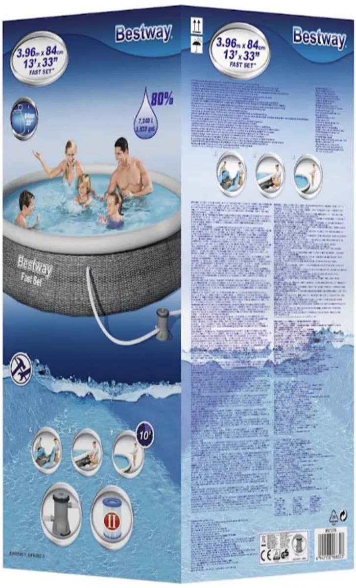 Bestway Fast Set Zwembadset 396x84cm - Grijs