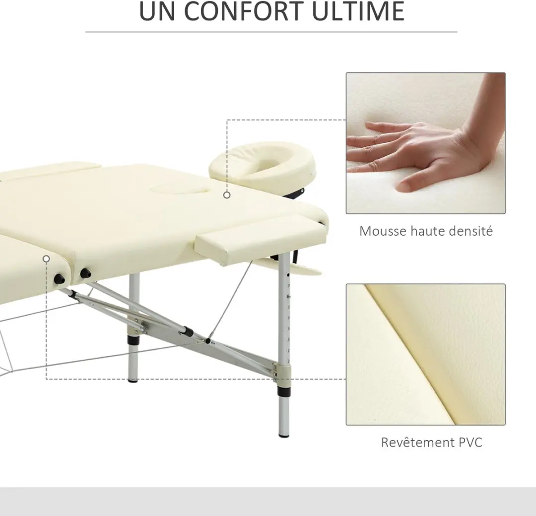 Homcom Massagetafel 210x90cm - Crème