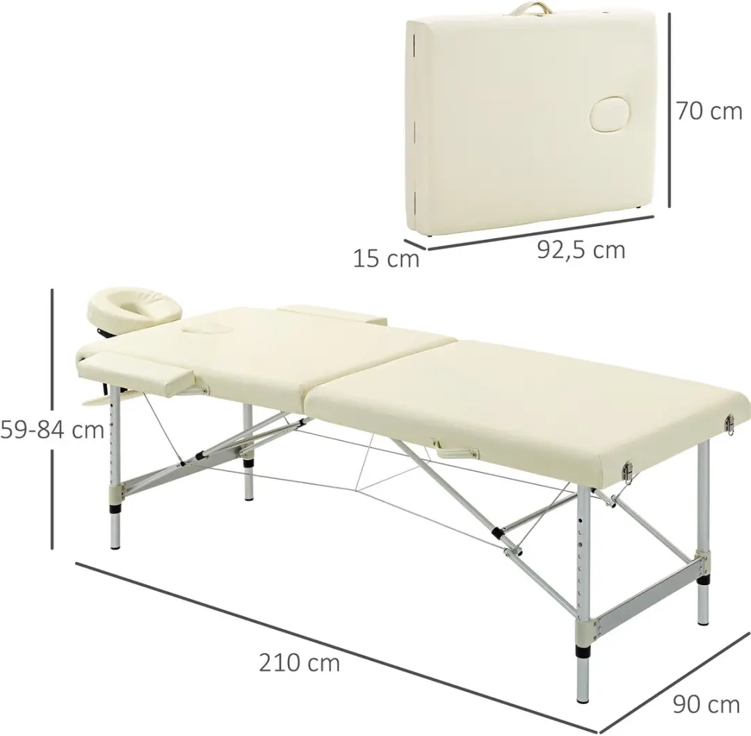 Homcom Massagetafel 210x90cm - Crème