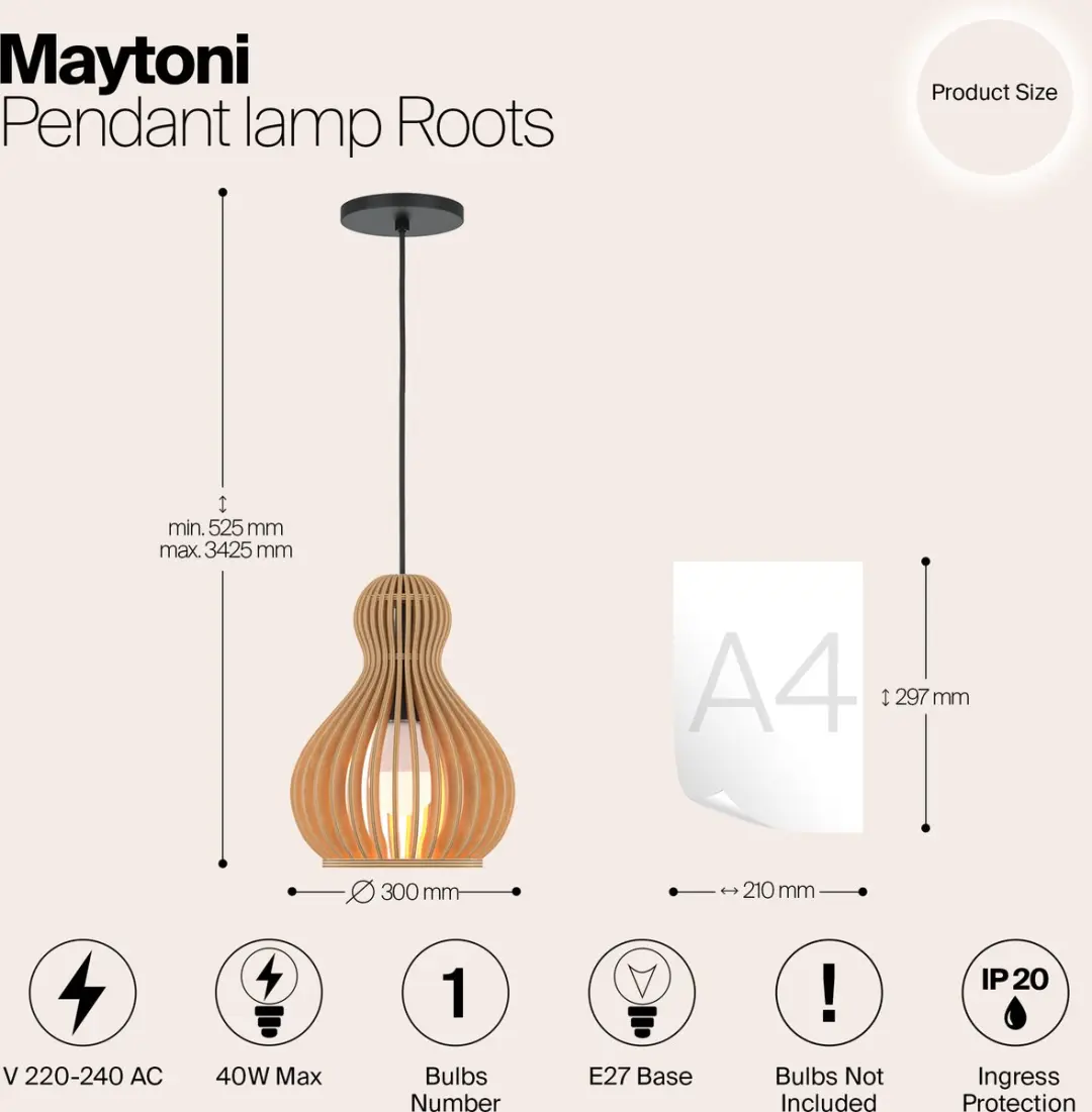 Maytoni Roots Hanglamp - Ø30cm - Zwart