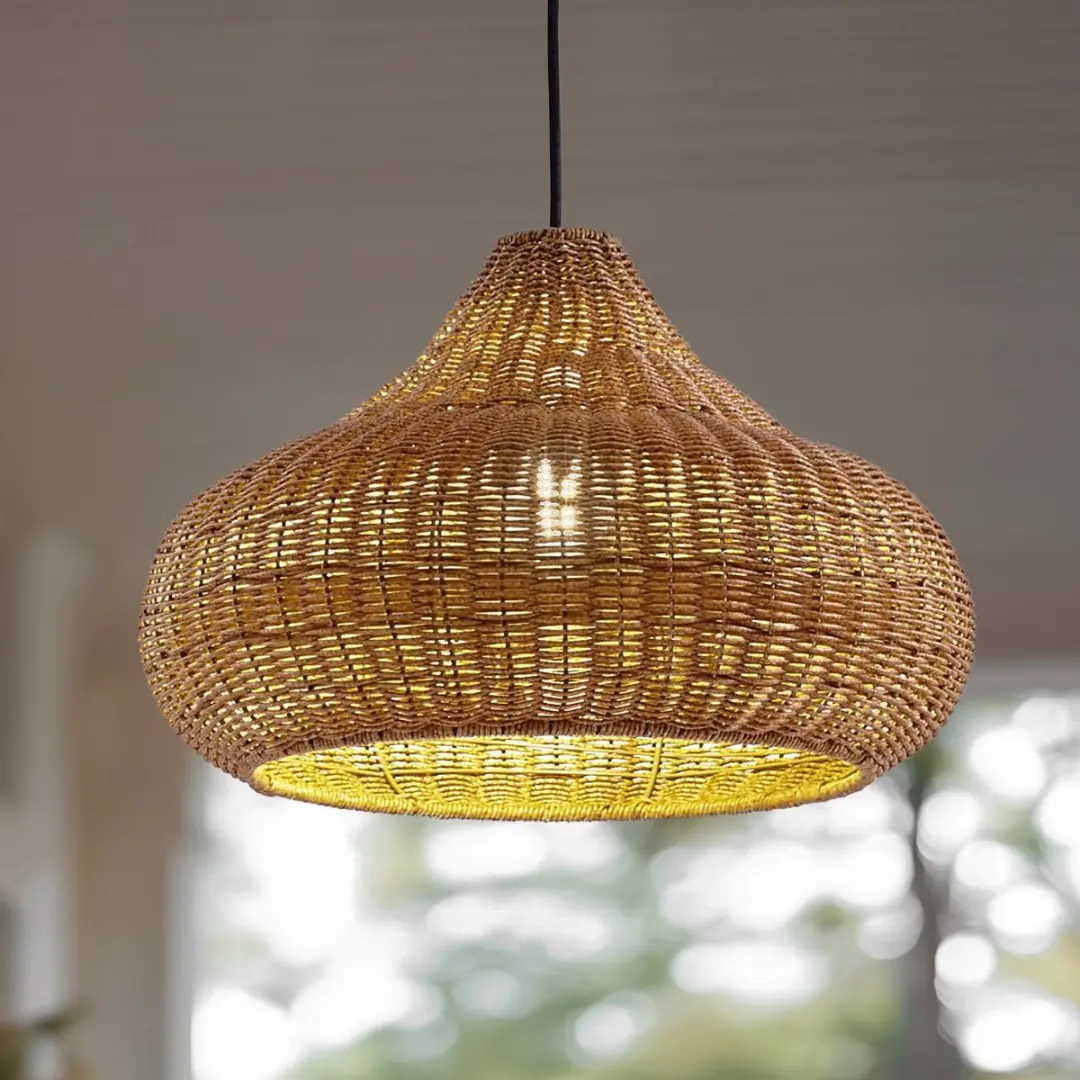 Lucande Hanglamp Beige/Zwart - 1 Lichtpunt E27