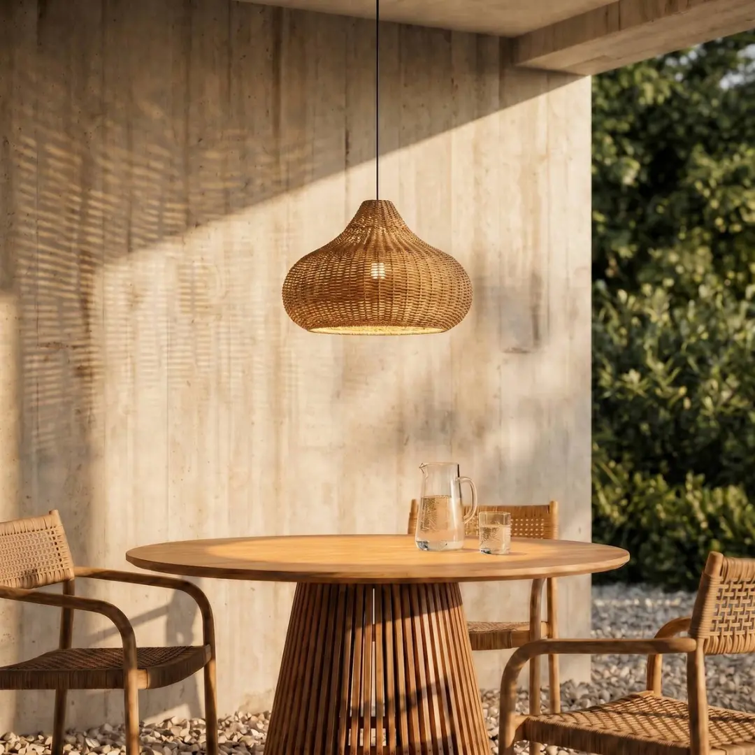 Lucande Hanglamp Beige/Zwart - 1 Lichtpunt E27