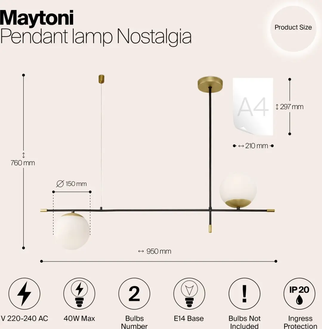 Maytoni Nostalgia Hanglamp - Goud