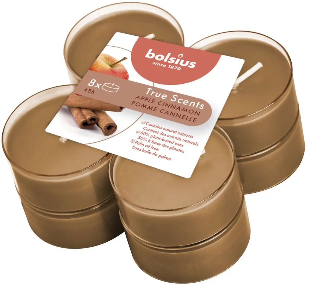 Bolsius Maxilichten True Scents Appel-Kaneel - 8 Stuks