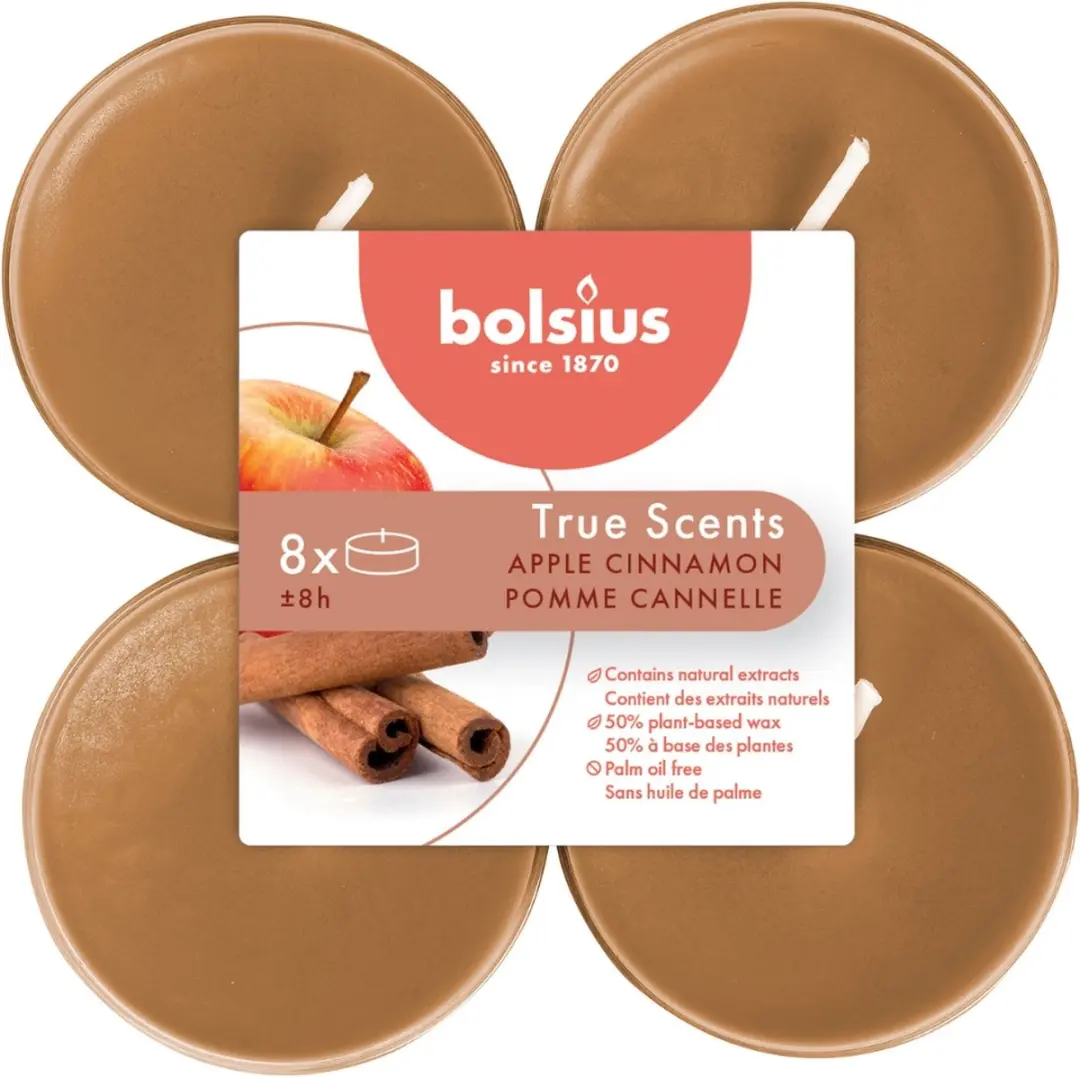 Bolsius Maxilichten True Scents Appel-Kaneel - 8 Stuks