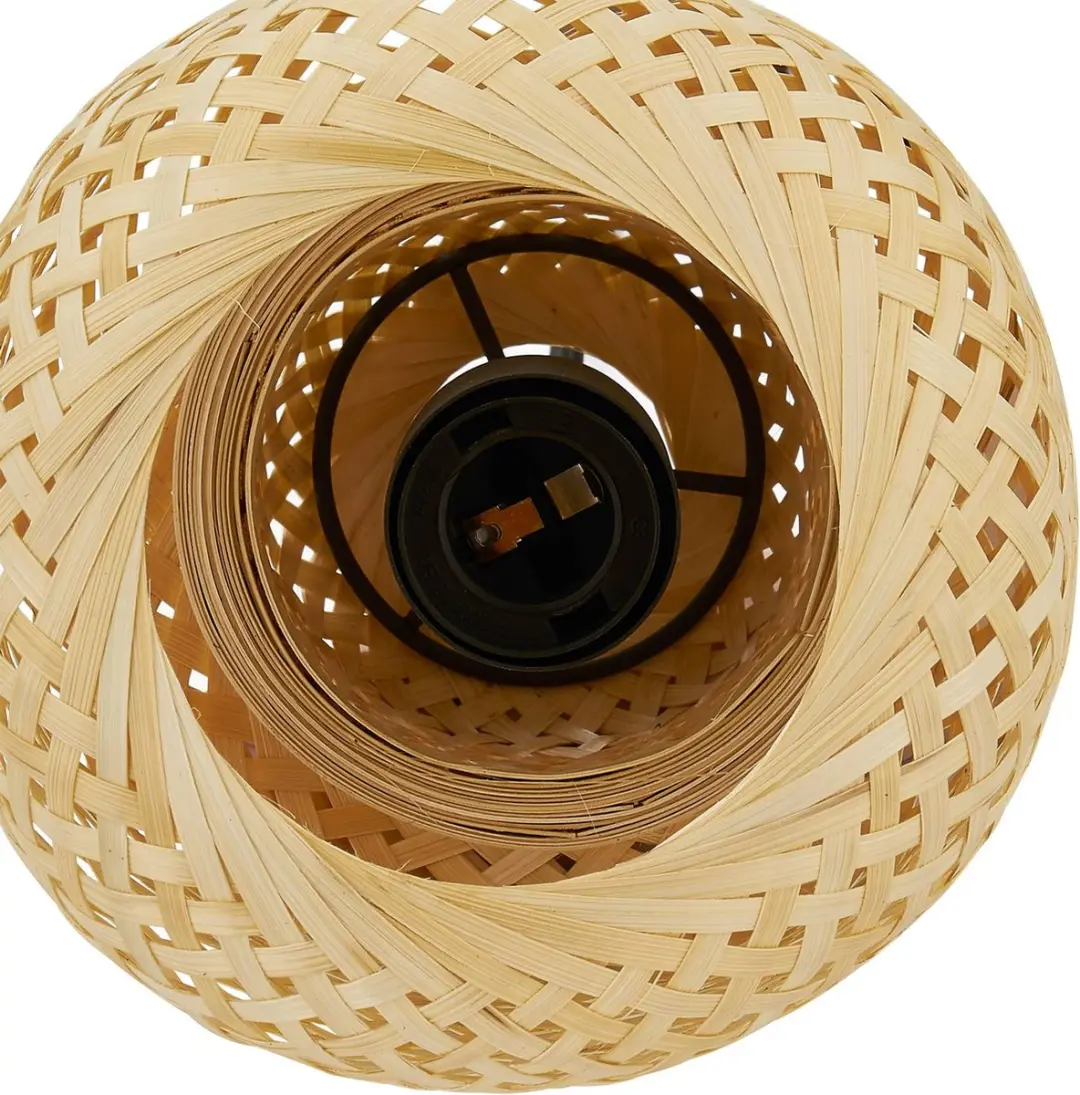 Lindby Hanglamp Bamboe - 1 Lichtpunt - Ø15cm - Licht hout/zwart