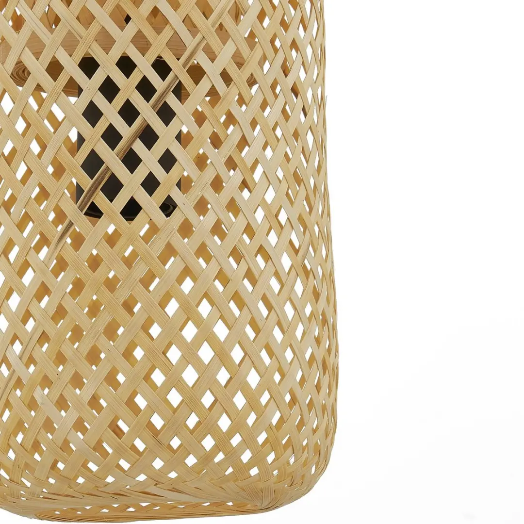 Lindby Hanglamp Bamboe - 1 Lichtpunt - Ø15cm - Licht hout/zwart