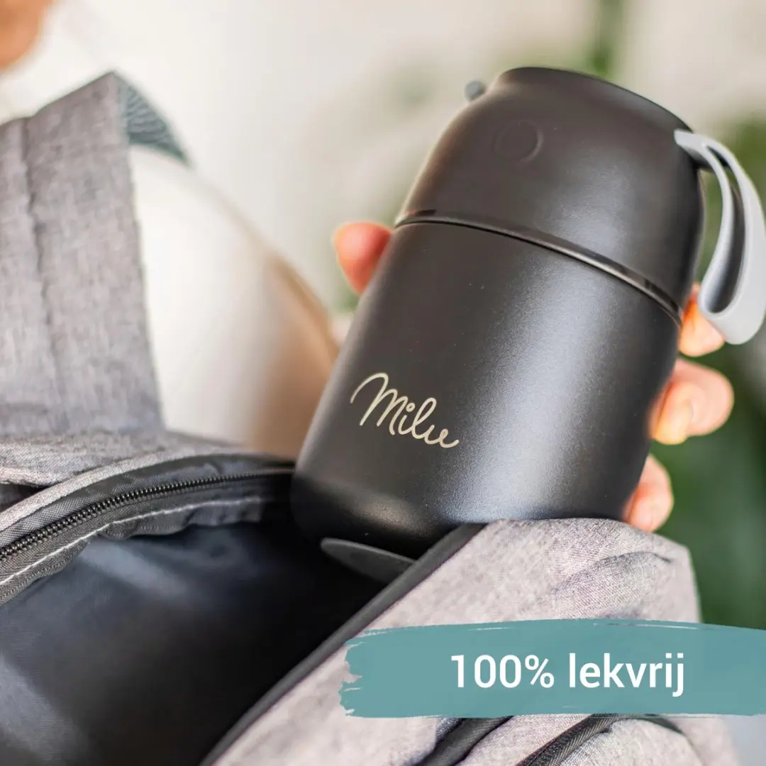 Milu Thermos Voedselcontainer 450ml - Zwart - afbeelding 6 van 6