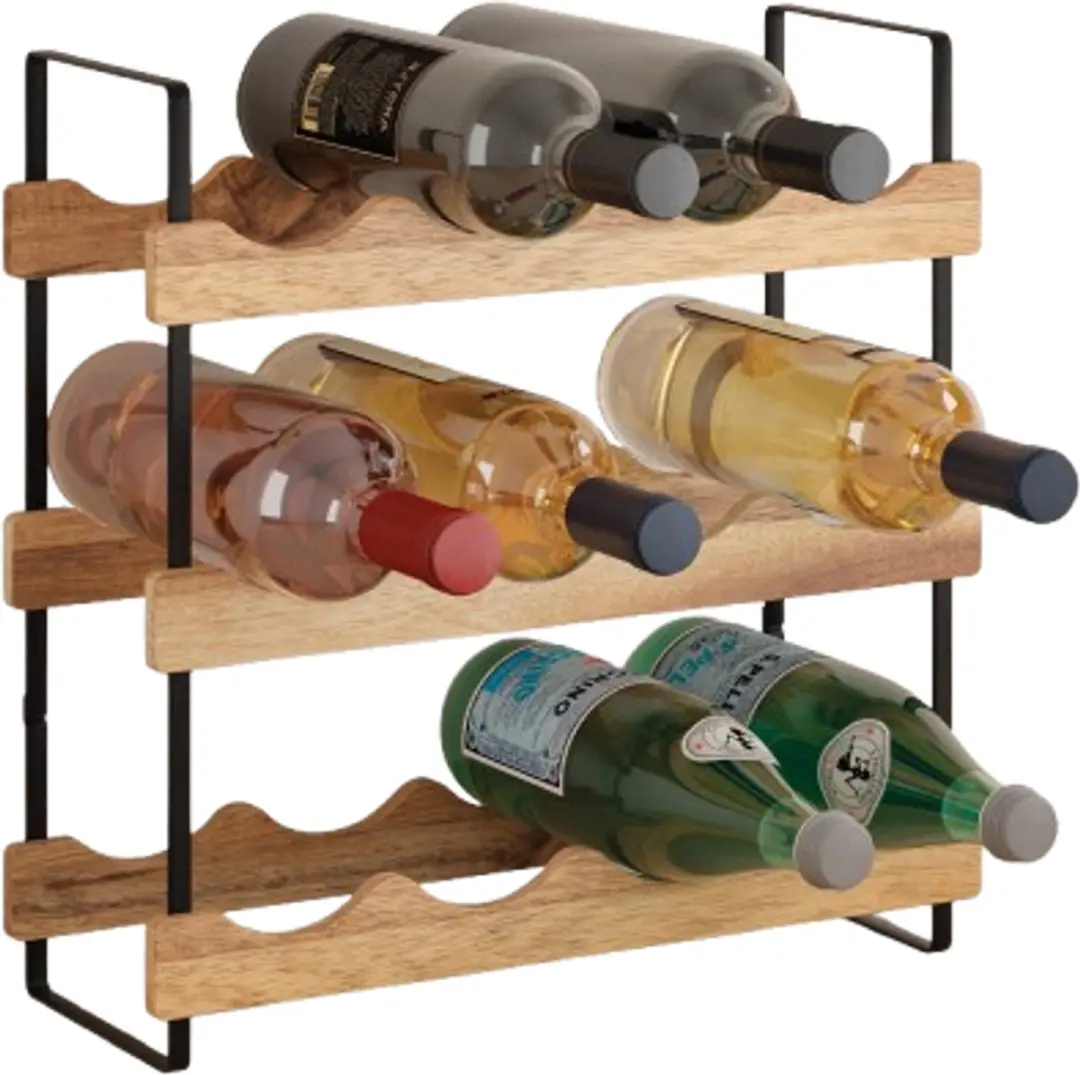 Metaltex York Lava Flessenrek 12 Stuks - 15x39x36cm - Hout/Zwart - afbeelding 6 van 6