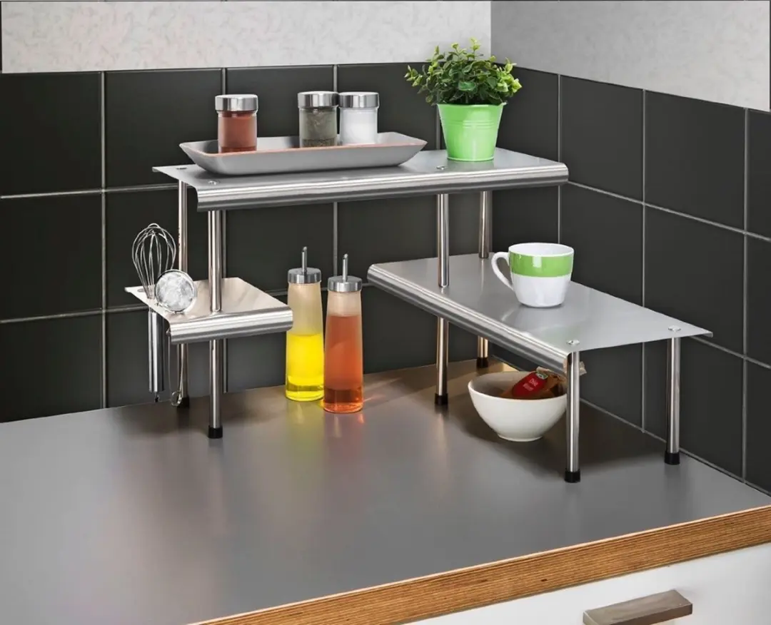Wenko Keukenhoekplank Massivo Trio - 3 Planken - Zilver