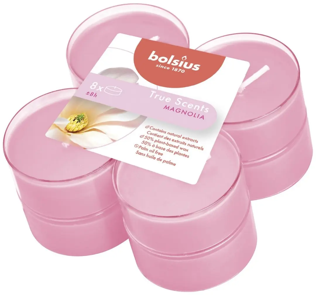 Bolsius Maxi Waxinelichtjes Magnolia - 8 Stuks Roze