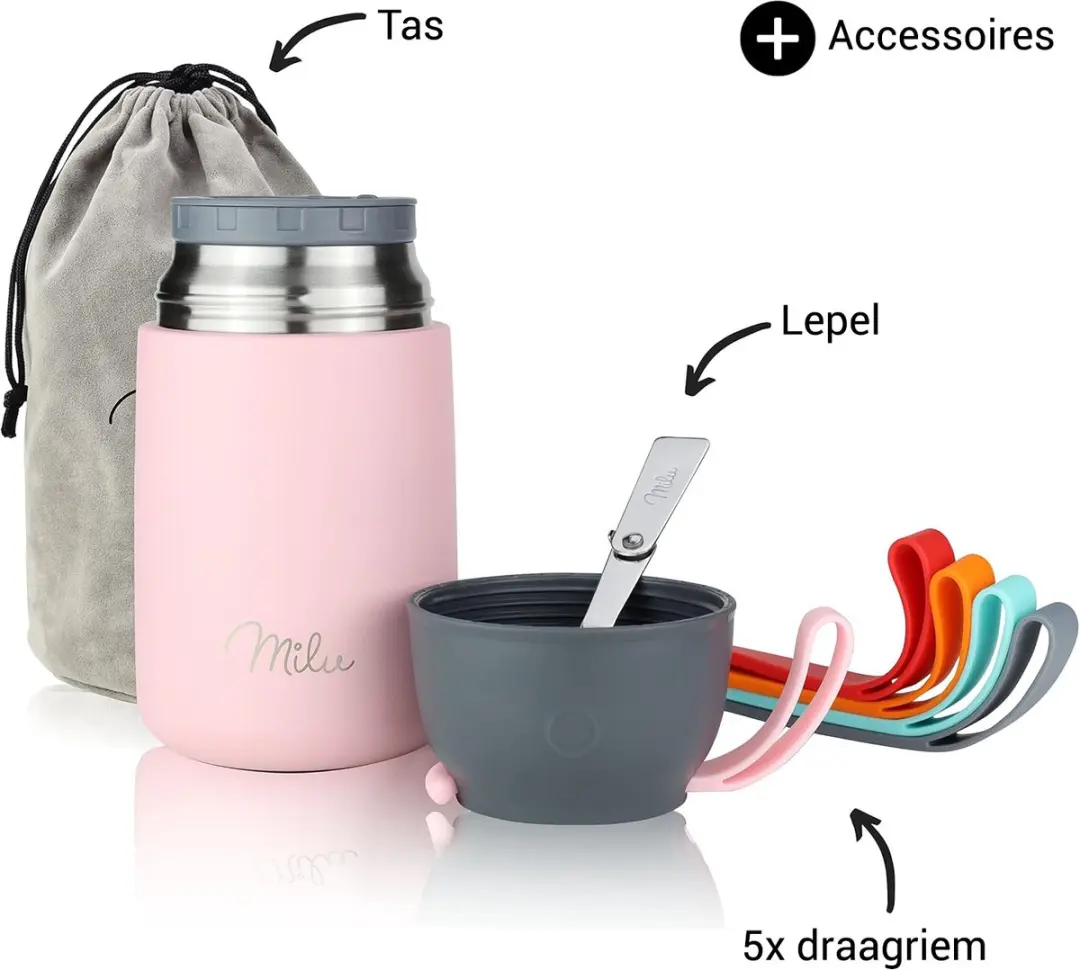 Milu Thermos Voedselcontainer 800ml - Roze