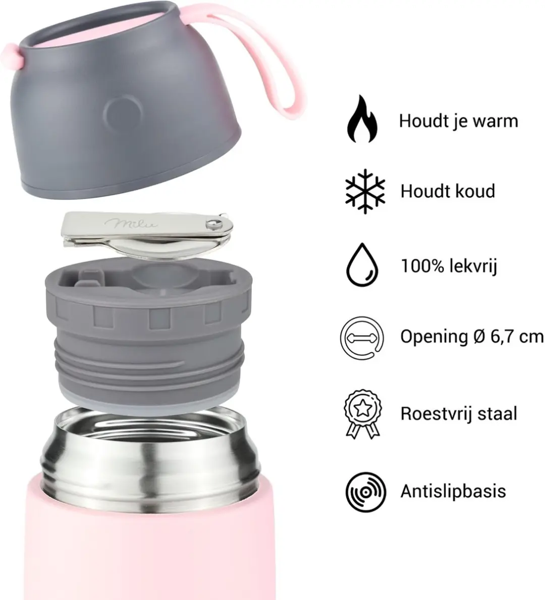 Milu Thermos Voedselcontainer 800ml - Roze