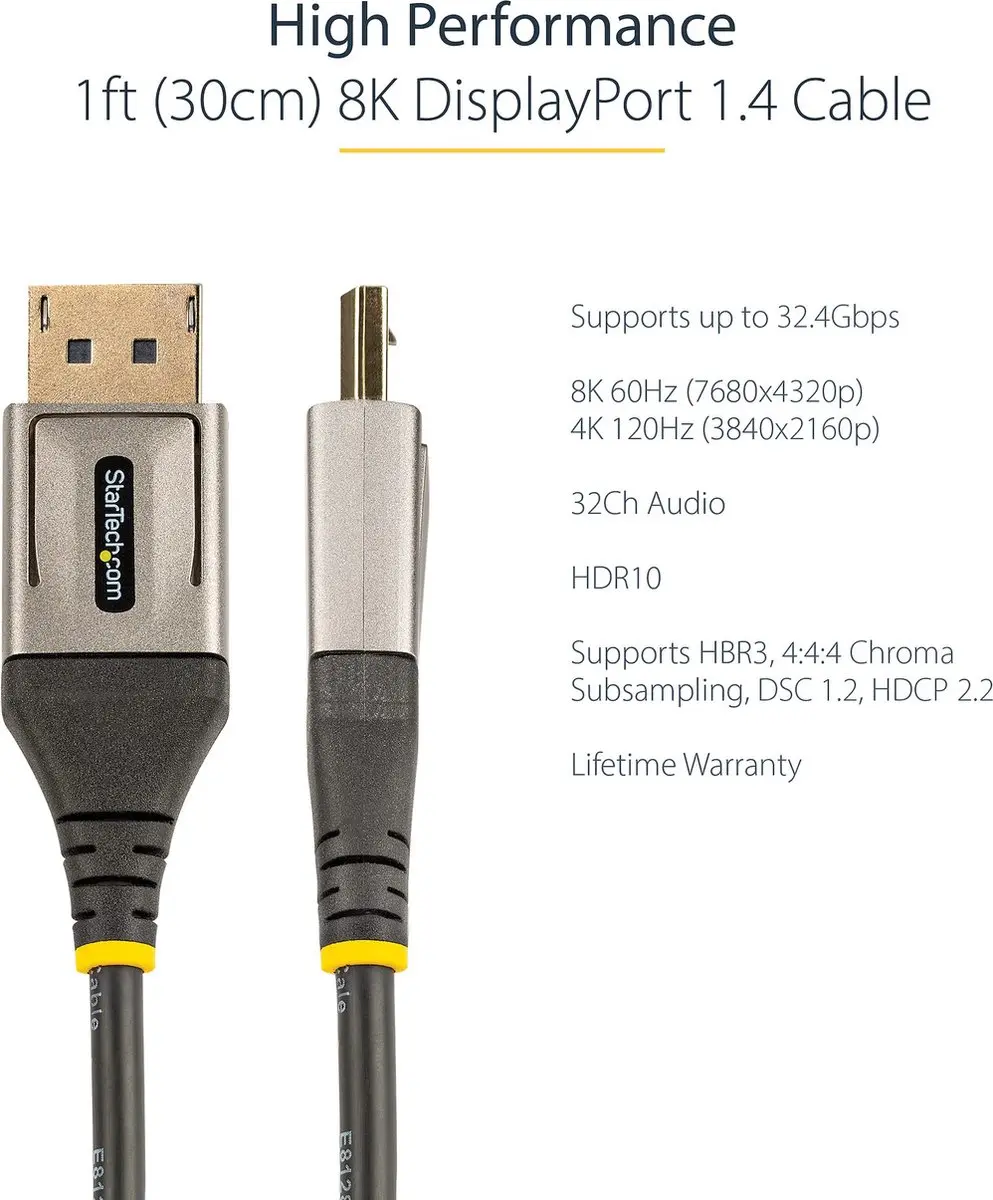 Startech DP14VMM1F DisplayPort 1.4 Kabel 30cm - 8K 60Hz