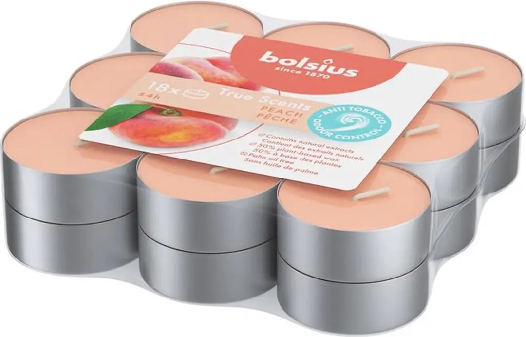 Bolsius True Scents Geurtheelichten Peach - 18 Stuks
