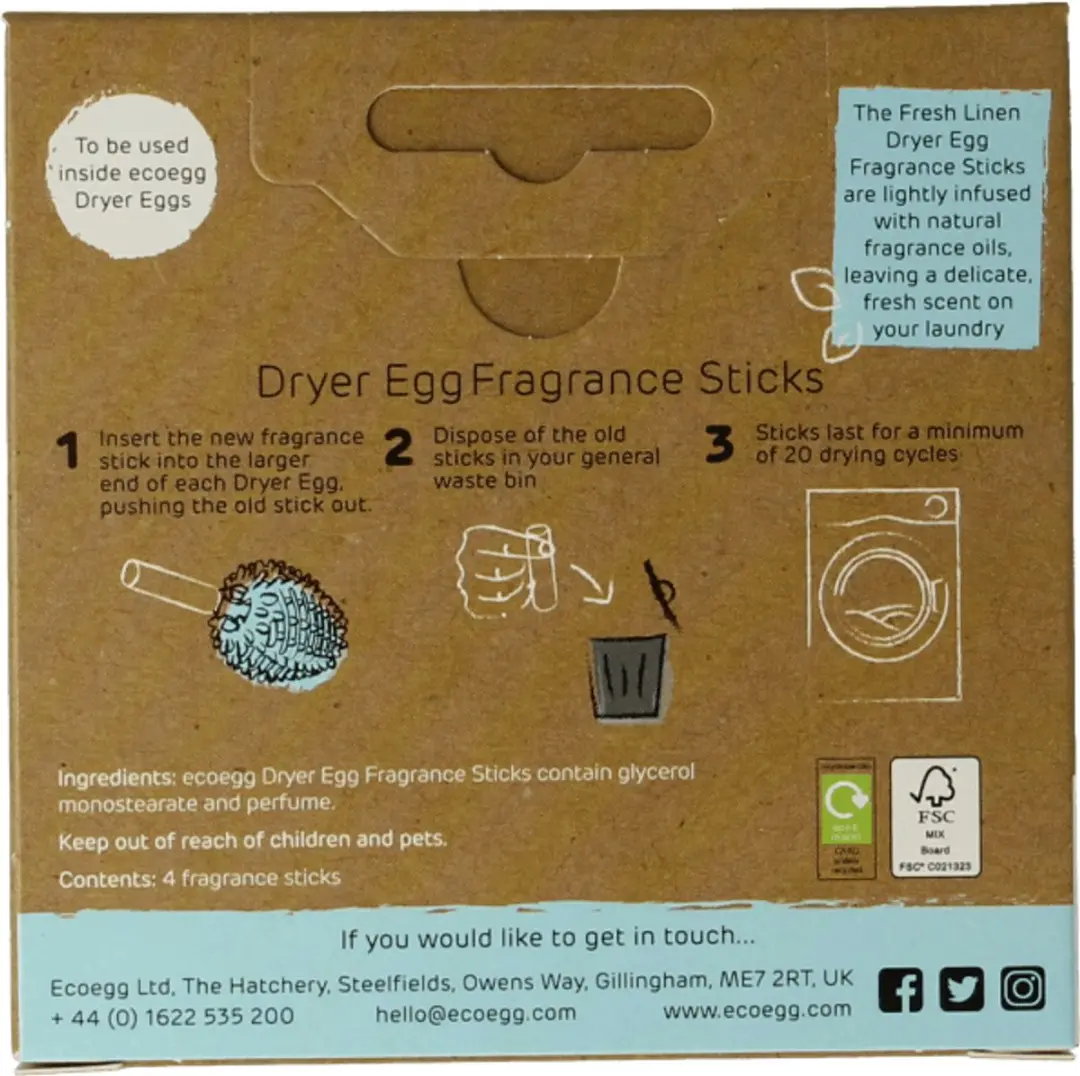 Eco Egg Droog Ei Navulling Fris Linnen - 40 Droogbeurten