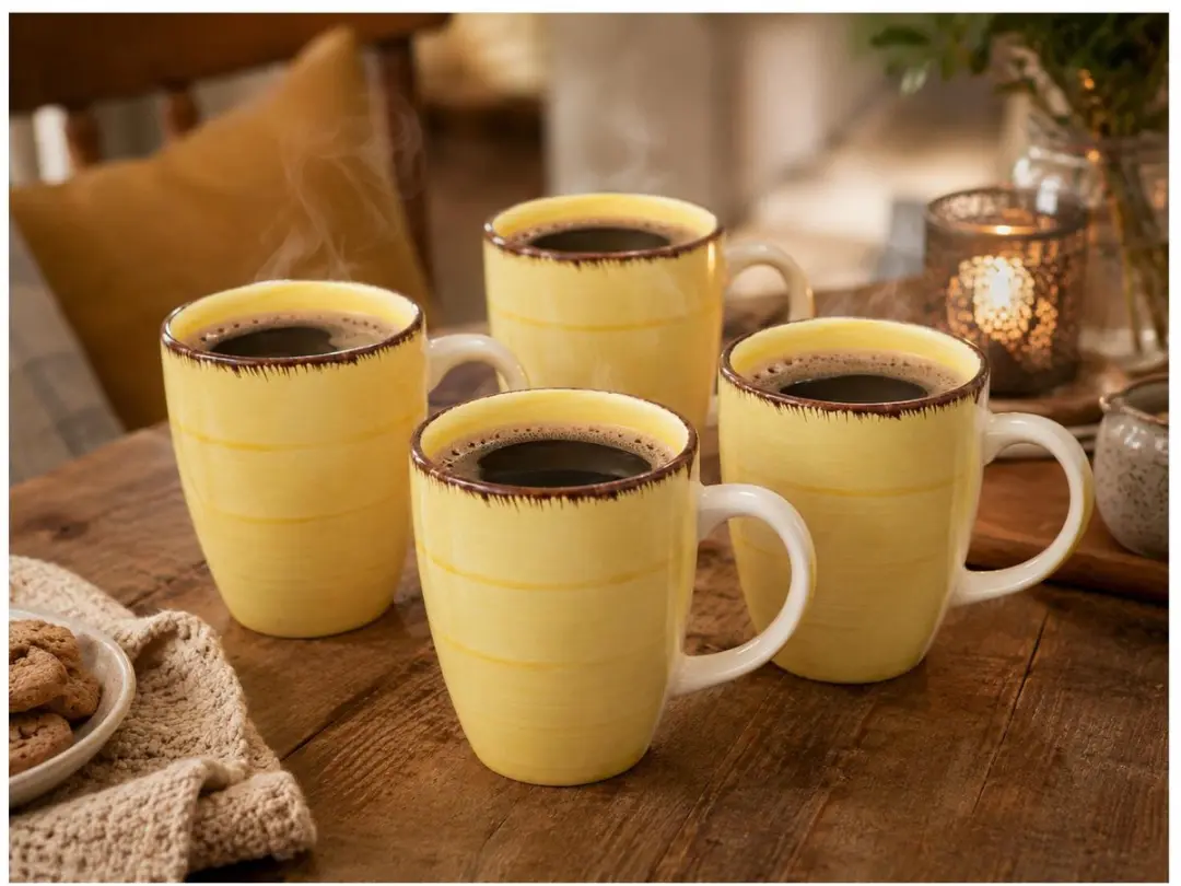 Bellatio Design Koffiemok Colourful Morning - Geel - 340ml