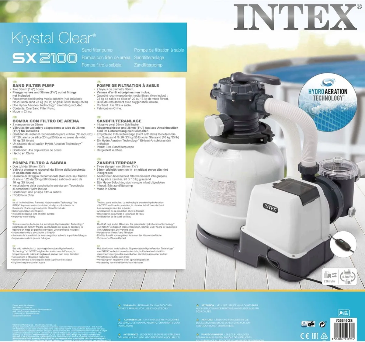 Intex 26646GS Waterval & Zandfilterpomp 7900L/u - 38mm