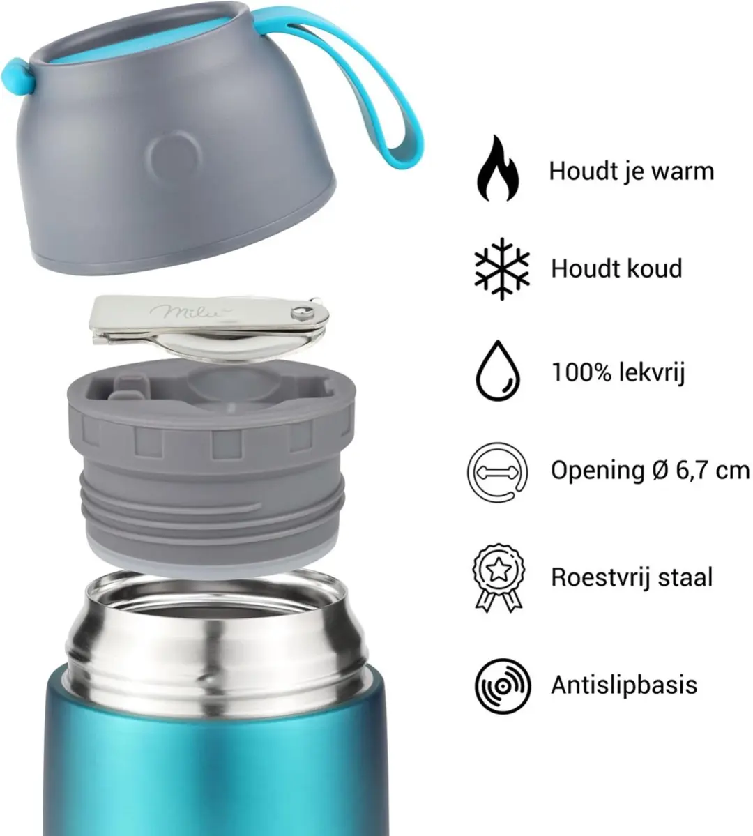 Milu Thermos Voedselcontainer 450ml - Groen