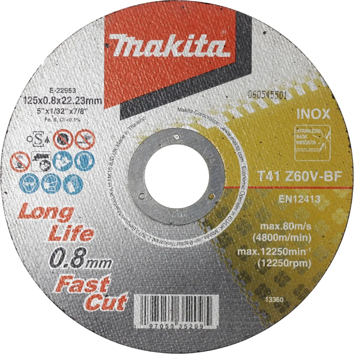 Makita INOX Doorslijpschijf 125x0,8mm E-22953