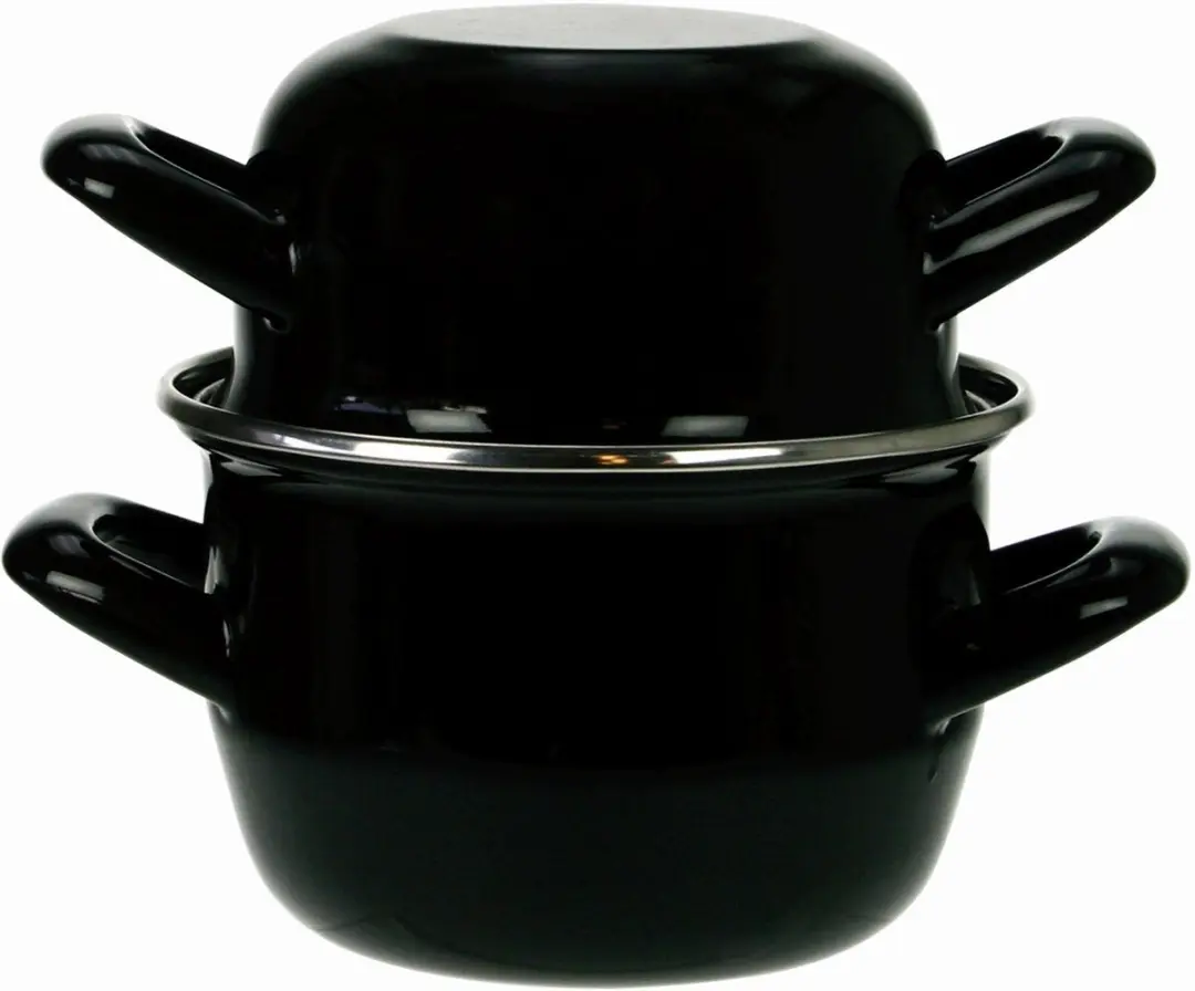 Cookinglife Mosselset 24cm - Inductiepan met borden & bestek - 2 Personen - Zwart