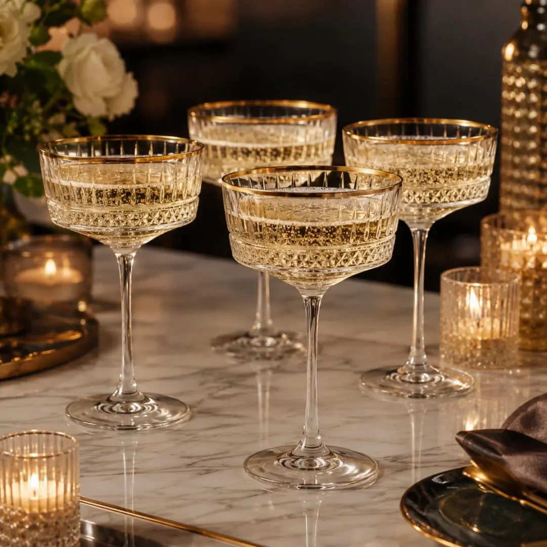 Pasabahce Elysia Champagneglazen - Goud - 12 Stuks - 260ml