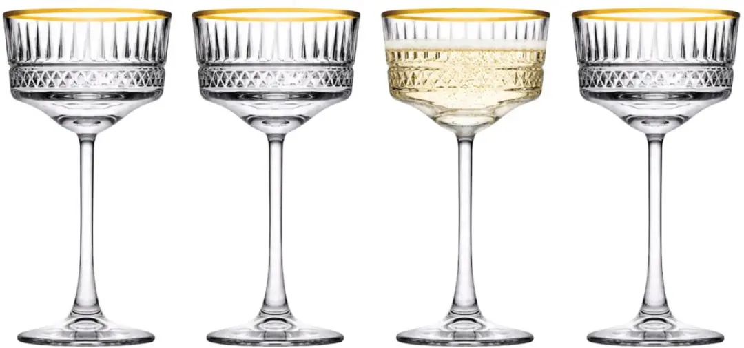 Pasabahce Elysia Champagneglazen - Goud - 12 Stuks - 260ml