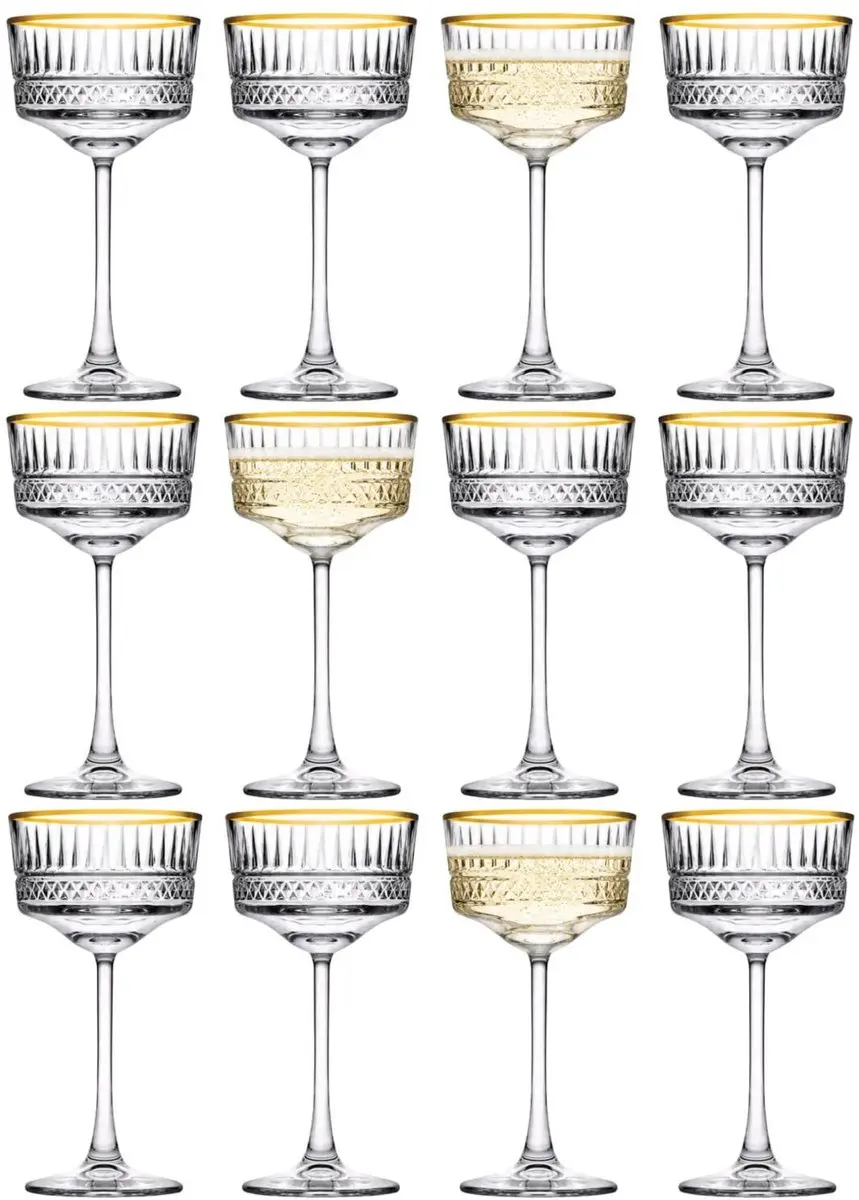 Pasabahce Elysia Champagneglazen - Goud - 12 Stuks - 260ml