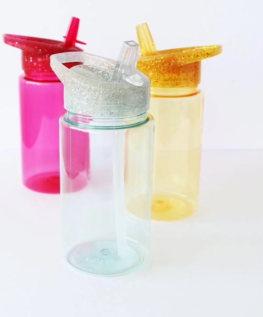 A Little Lovely Company Drinkfles Glitter - Zilver