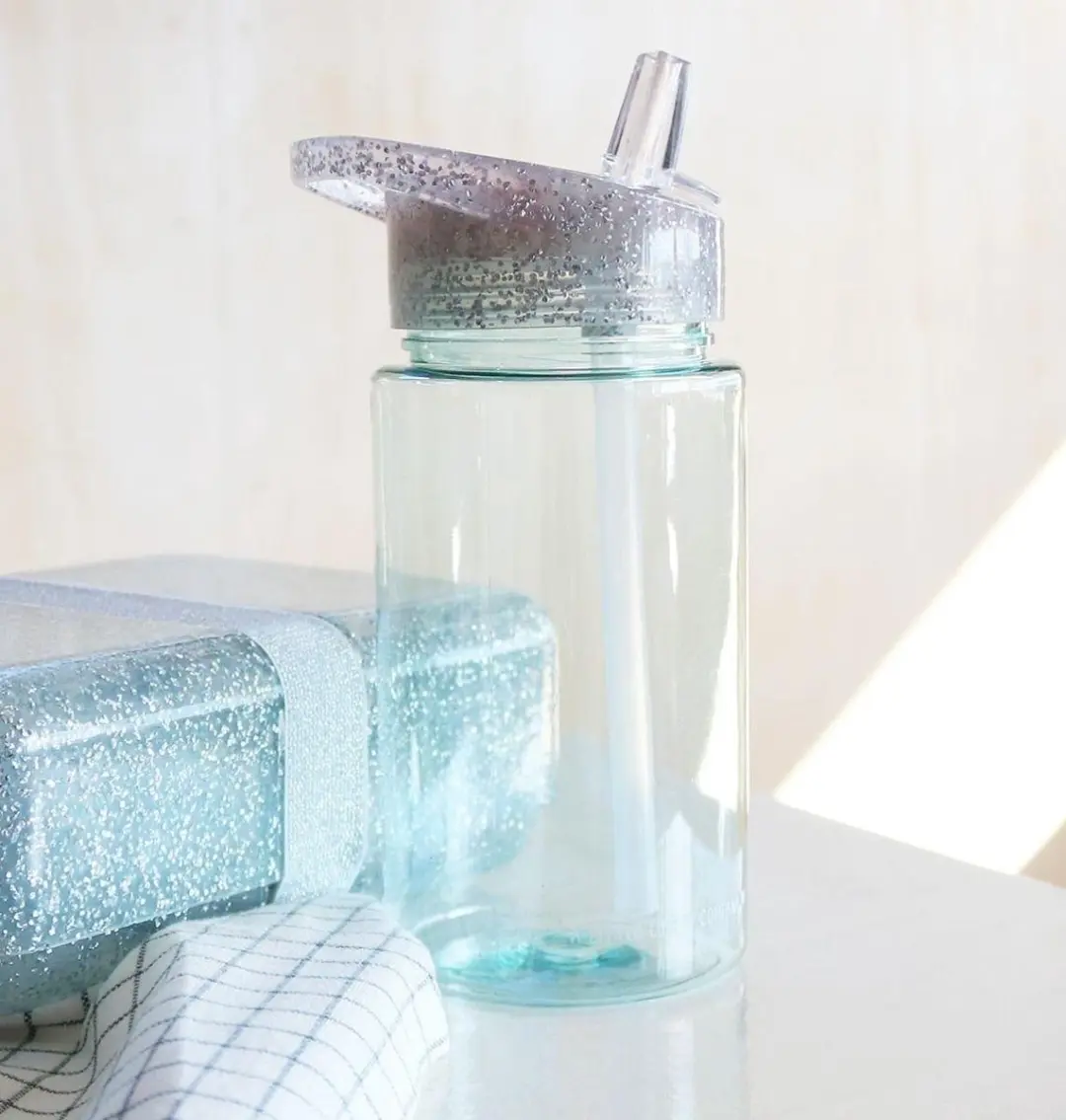 A Little Lovely Company Drinkfles Glitter - Zilver