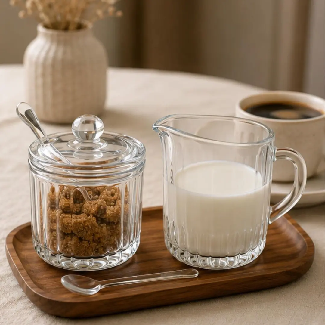 Excellent Houseware Melk- en Suikerpot Glas - Transparant 18x8cm