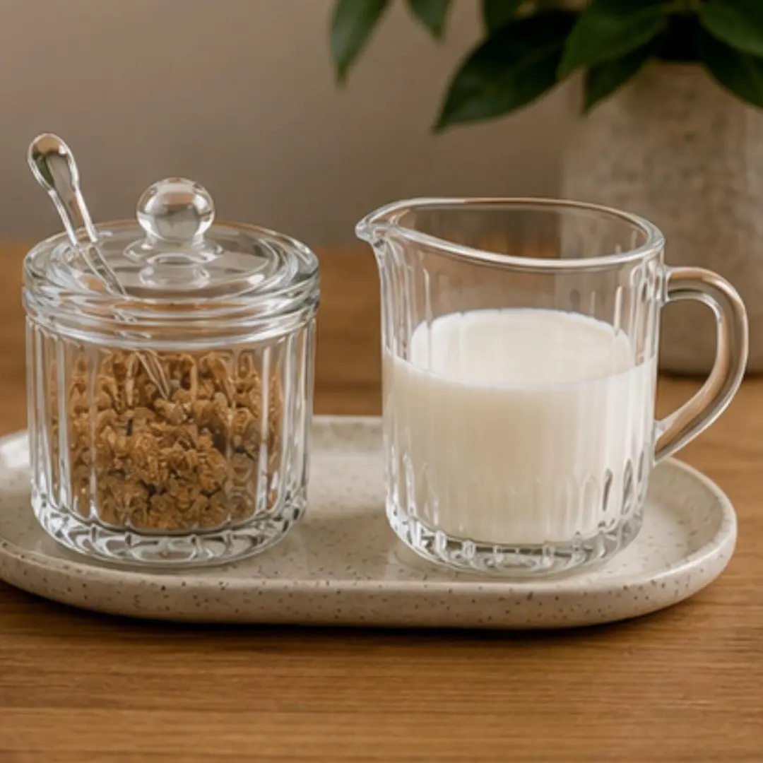 Excellent Houseware Melk- en Suikerpot Glas - Transparant 18x8cm