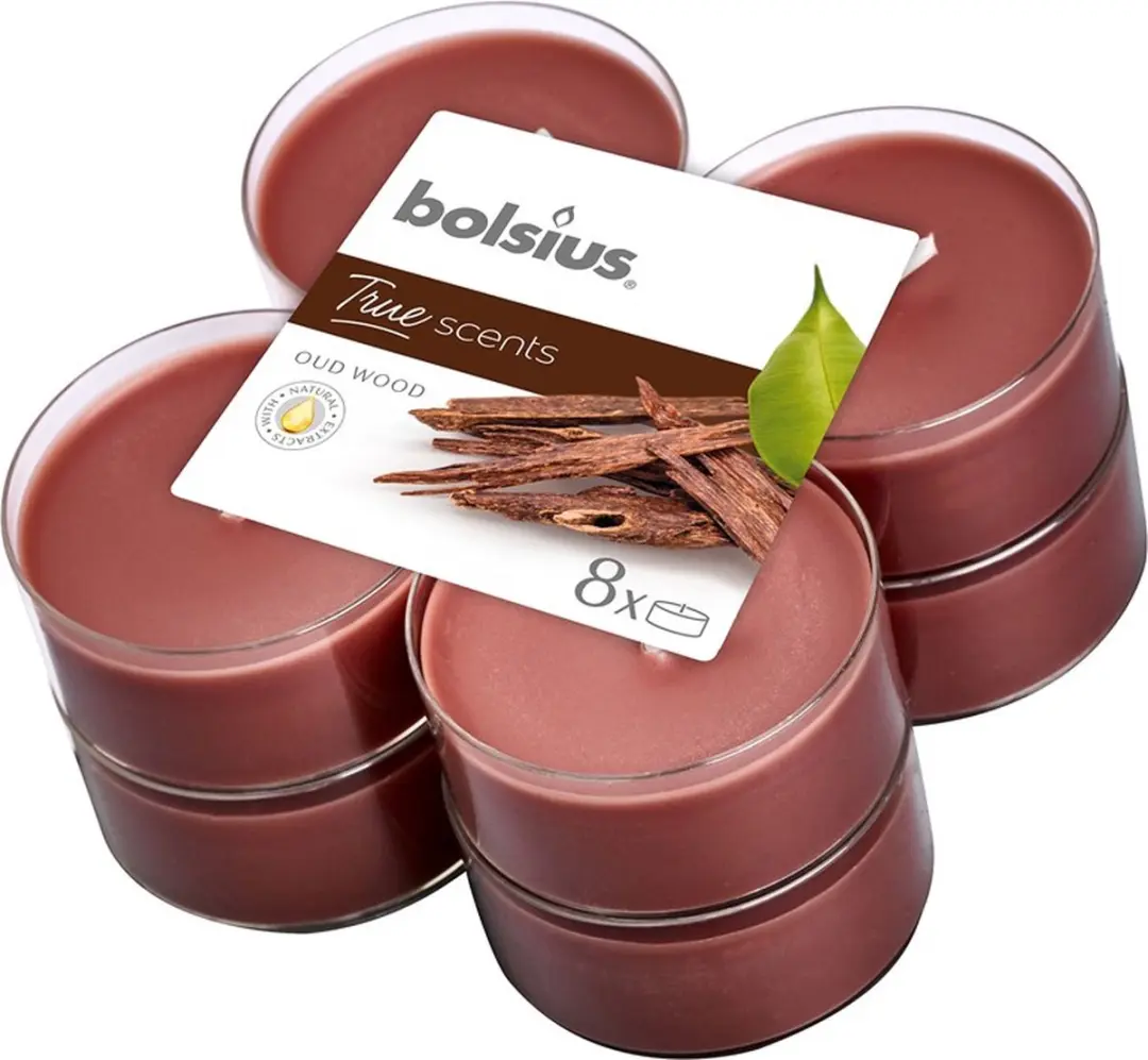Bolsius Geurtheelichten True Scents Oud Wood - 8 Stuks