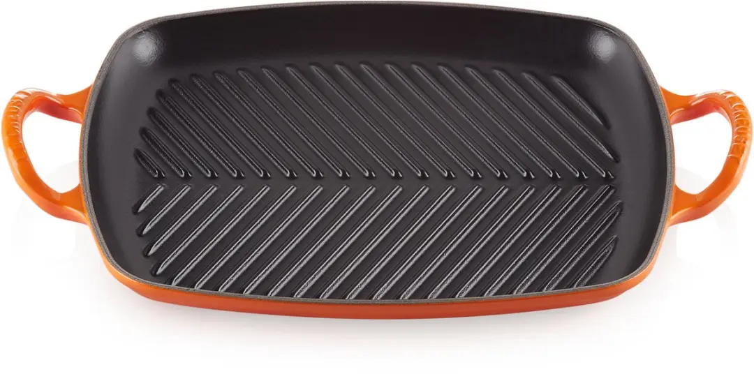 Le Creuset Signature Rechthoekige Grillplaat 27x30cm - Oranjerood