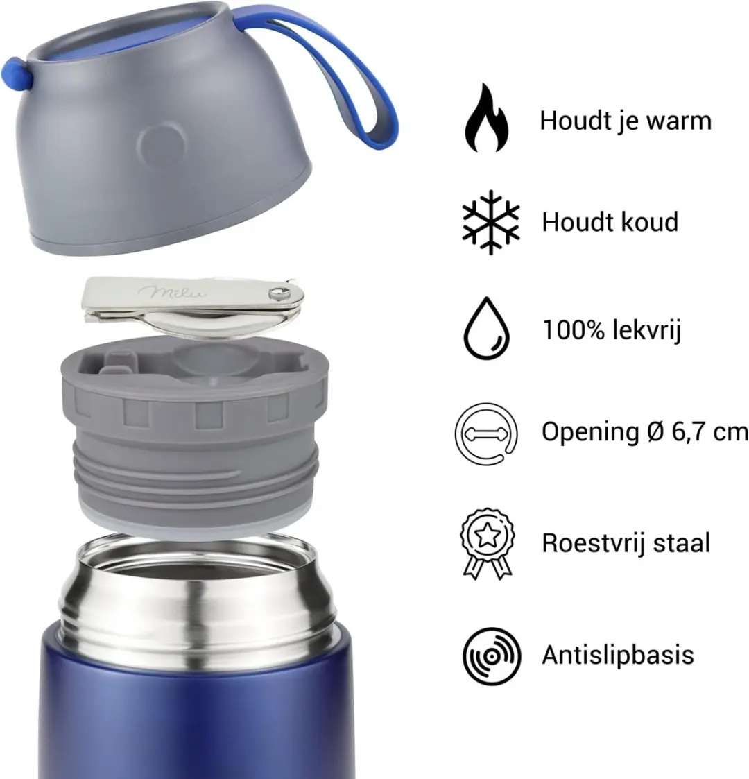 Milu Thermos Voedselcontainer 450ml - Navyblauw