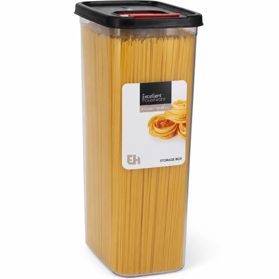 Excellent Houseware Voedselcontainer 3100ml - 3 Stuks - Transparant/Zwart