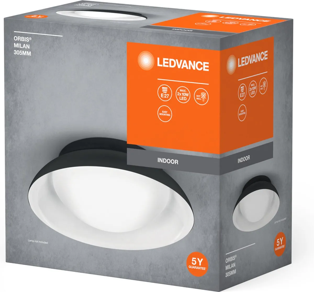 LEDVANCE Orbis Milan Plafondlamp 2xE27 - Zwart