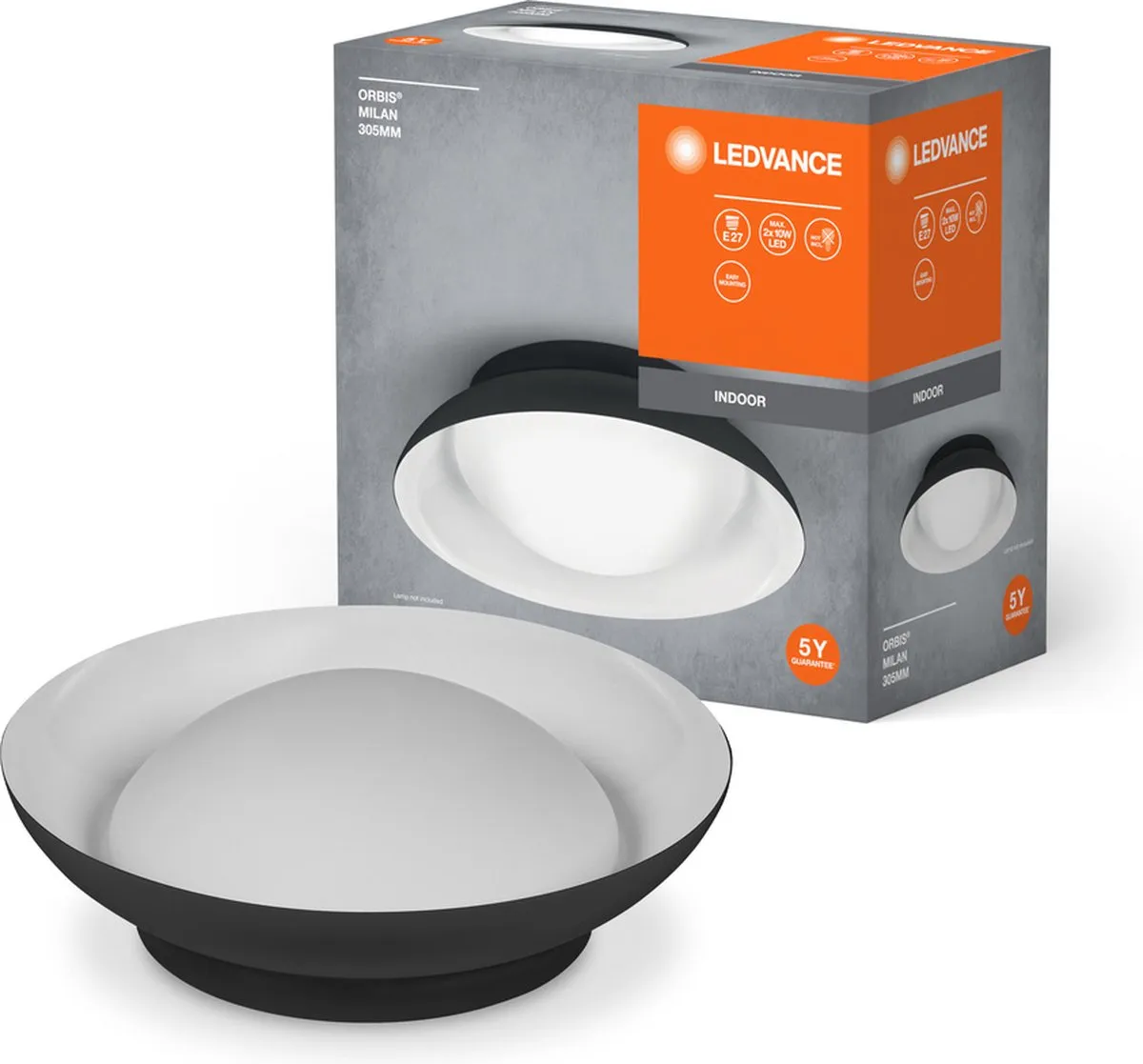 LEDVANCE Orbis Milan Plafondlamp 2xE27 - Zwart