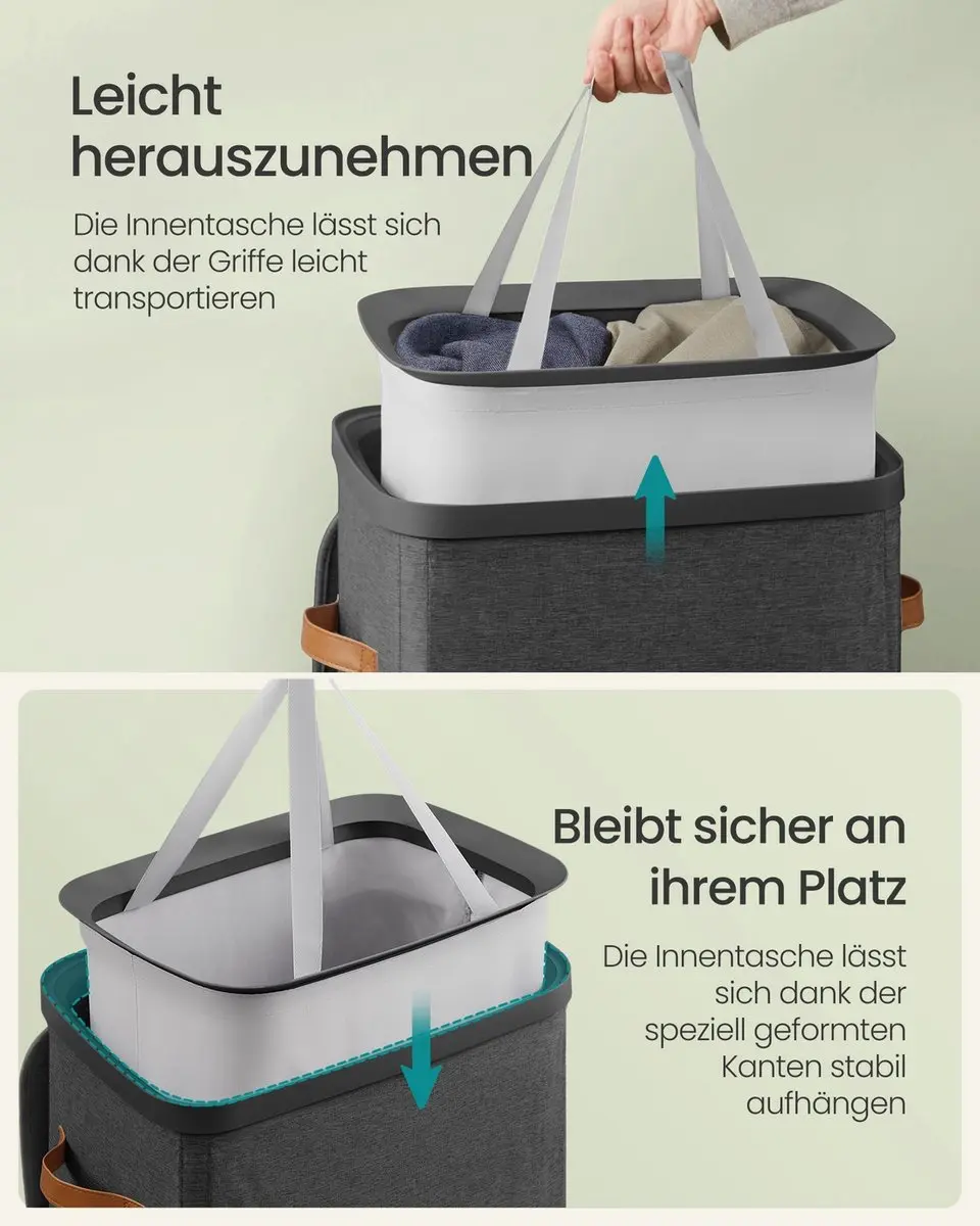 Songmics Wasmand 100L - Inktzwart - afbeelding 5 van 6