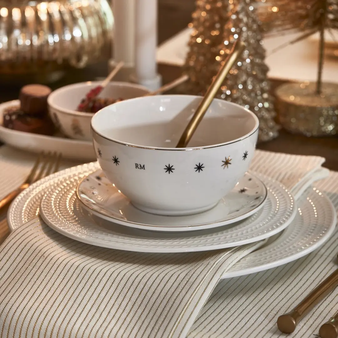 Riviera Maison RM Bellecôte Dinerbord 26.5cm - Wit Porselein