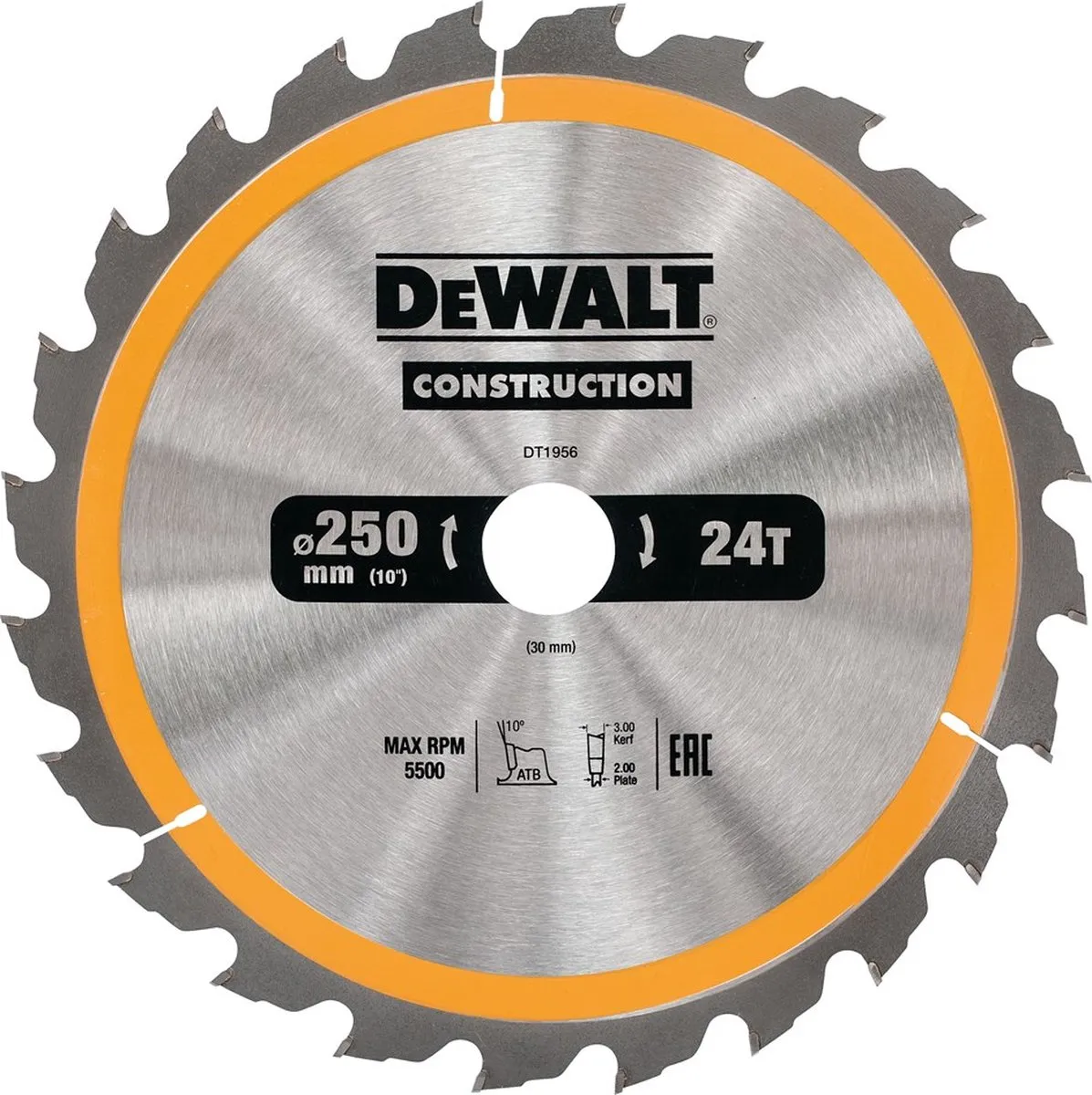 DeWalt DT1956-QZ Cirkelzaagblad Hout 250mm 24T