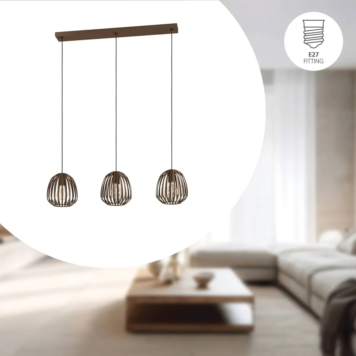Eglo Espinal Hanglamp Brons - Staal - 90cm - afbeelding 6 van 6