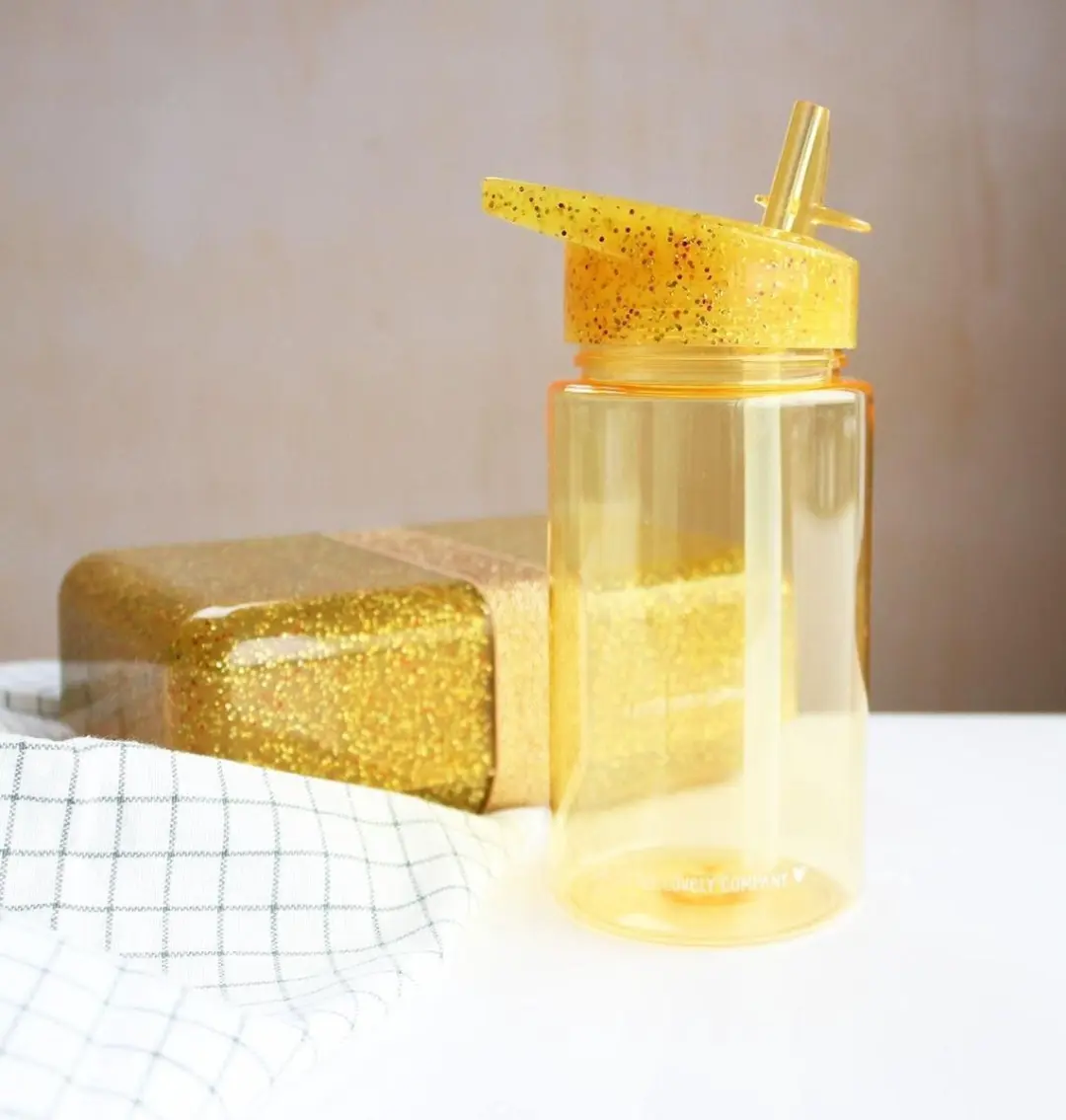 A Little Lovely Company Drinkfles Glitter Goud DBGLGO30