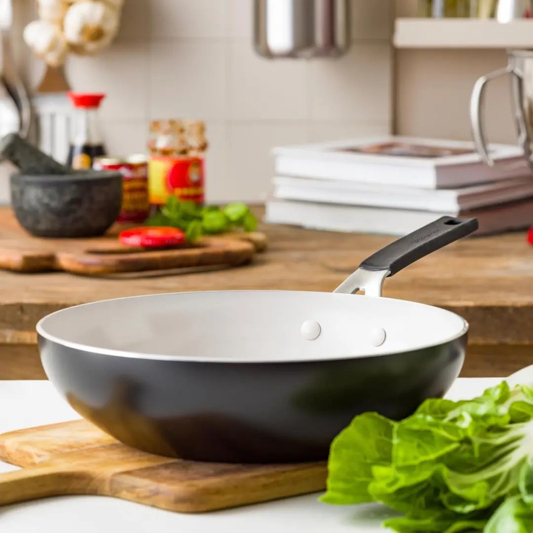 KitchenAid Open Wokpan 28cm - Alle Warmtebronnen - Zwart