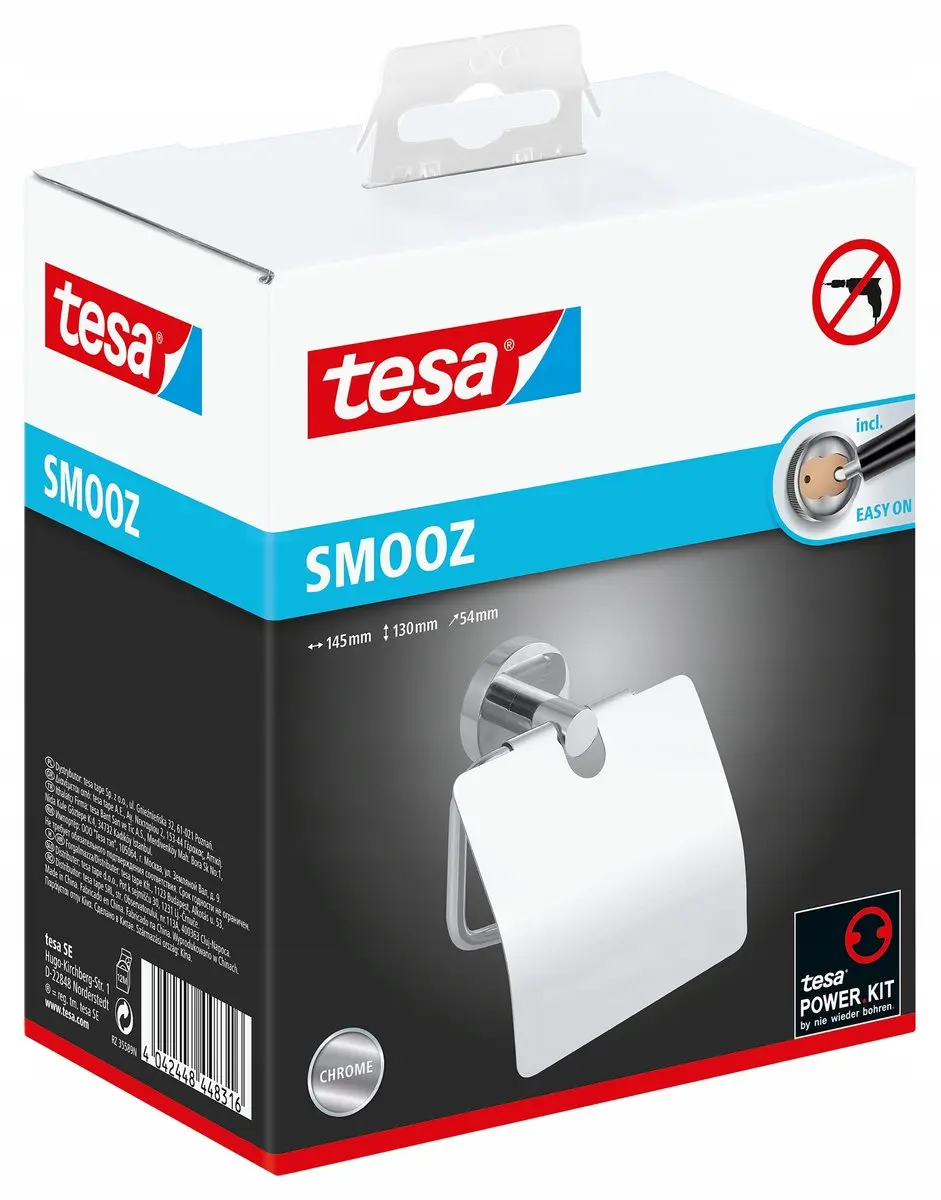Tesa Smooz Toiletrolhouder - Zelfklevend Verchroomd Metaal