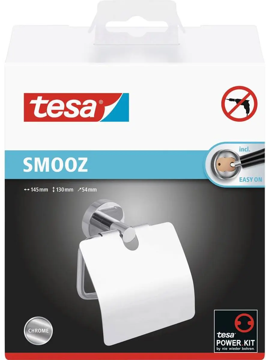 Tesa Smooz Toiletrolhouder - Zelfklevend Verchroomd Metaal - afbeelding 6 van 6