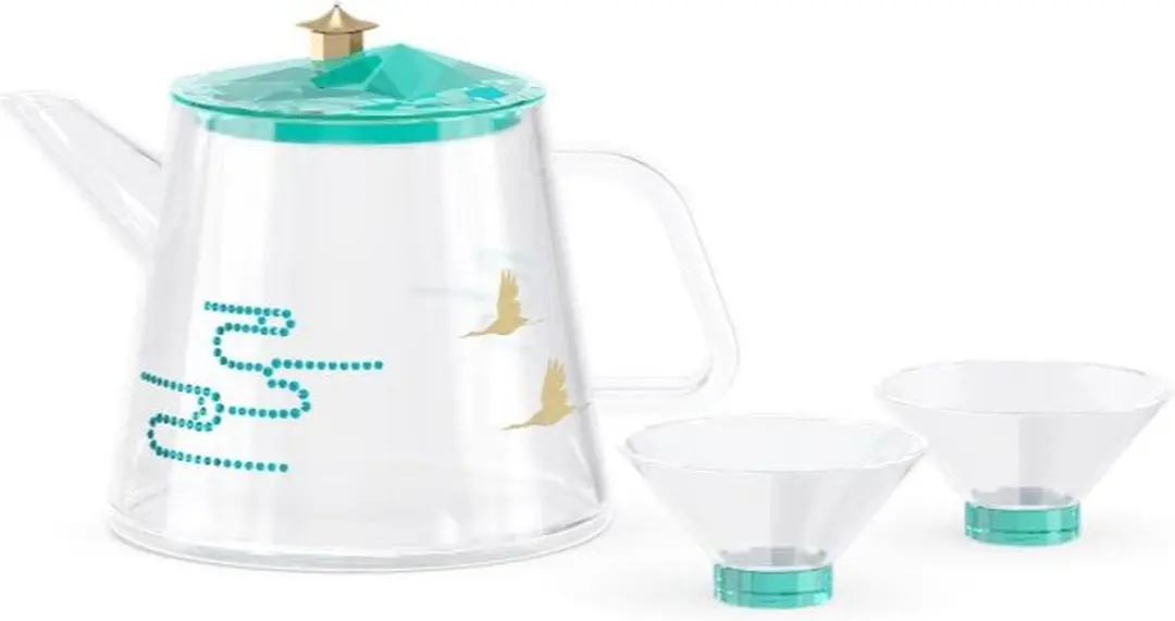 Swarovski Among Blue Mountains Theeset - 1L - 2 Kopjes - Groen/Blauw